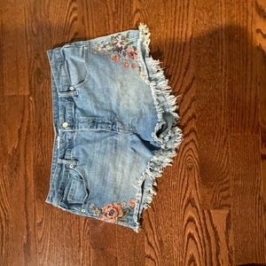 Embroidered Jean Shorts